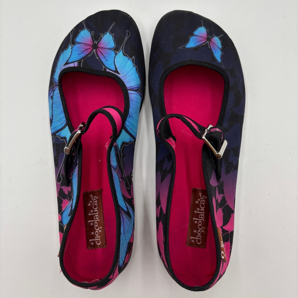 Hot Chocolate Chocolaticas Womens Butterfly Mary Jane Flats Blue Pink 37 - Picture 5 of 7